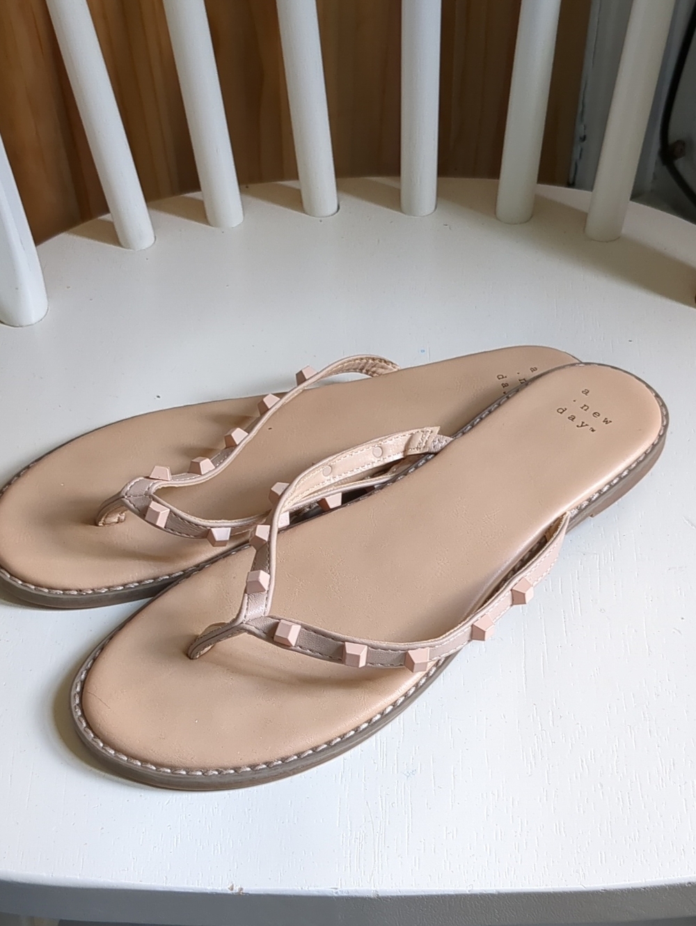 A New Day Women’s Nude Pink Studded Thong Sandals. Size 9
